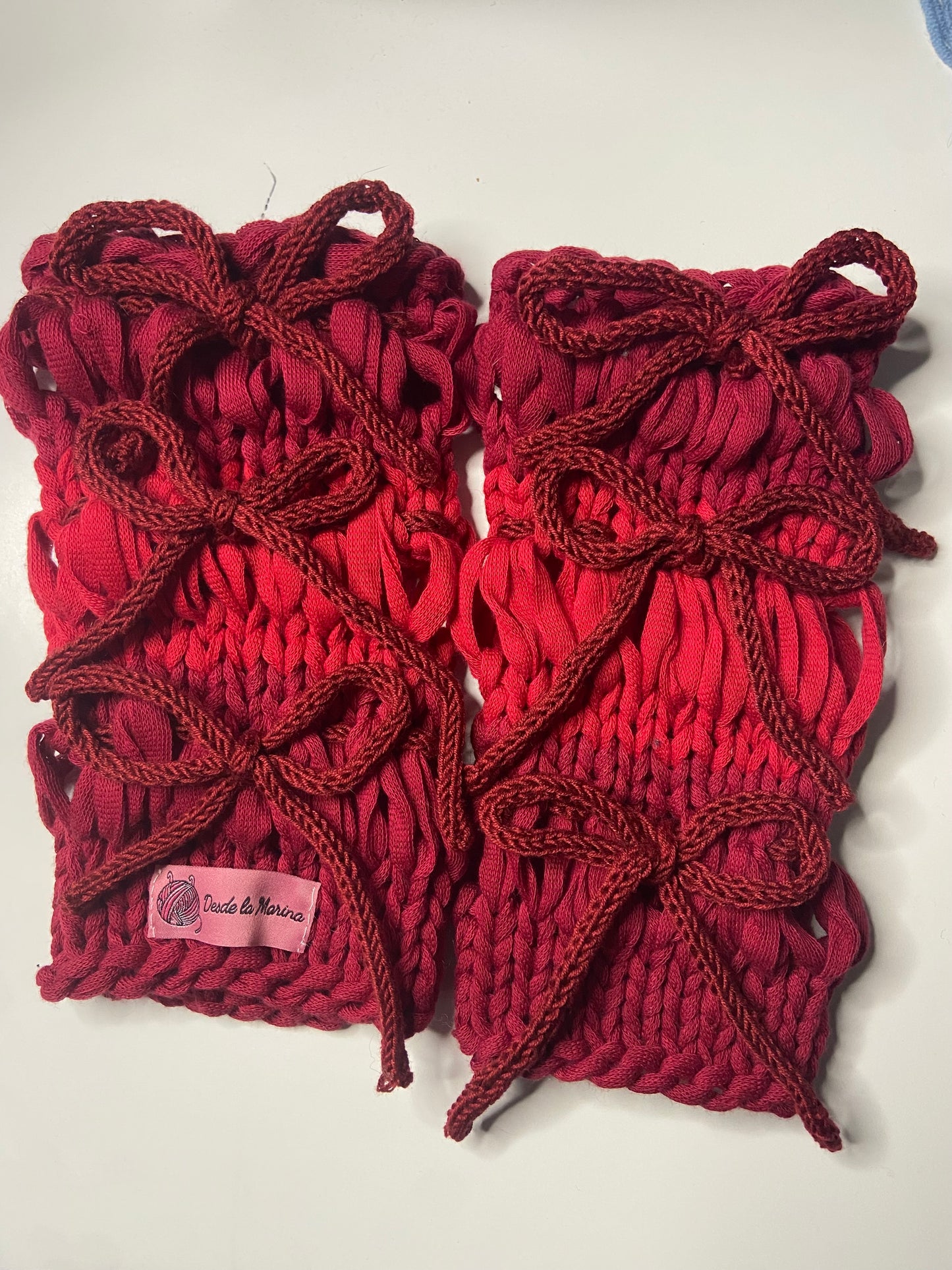 Handknit Stripe Cotton Handwarmers