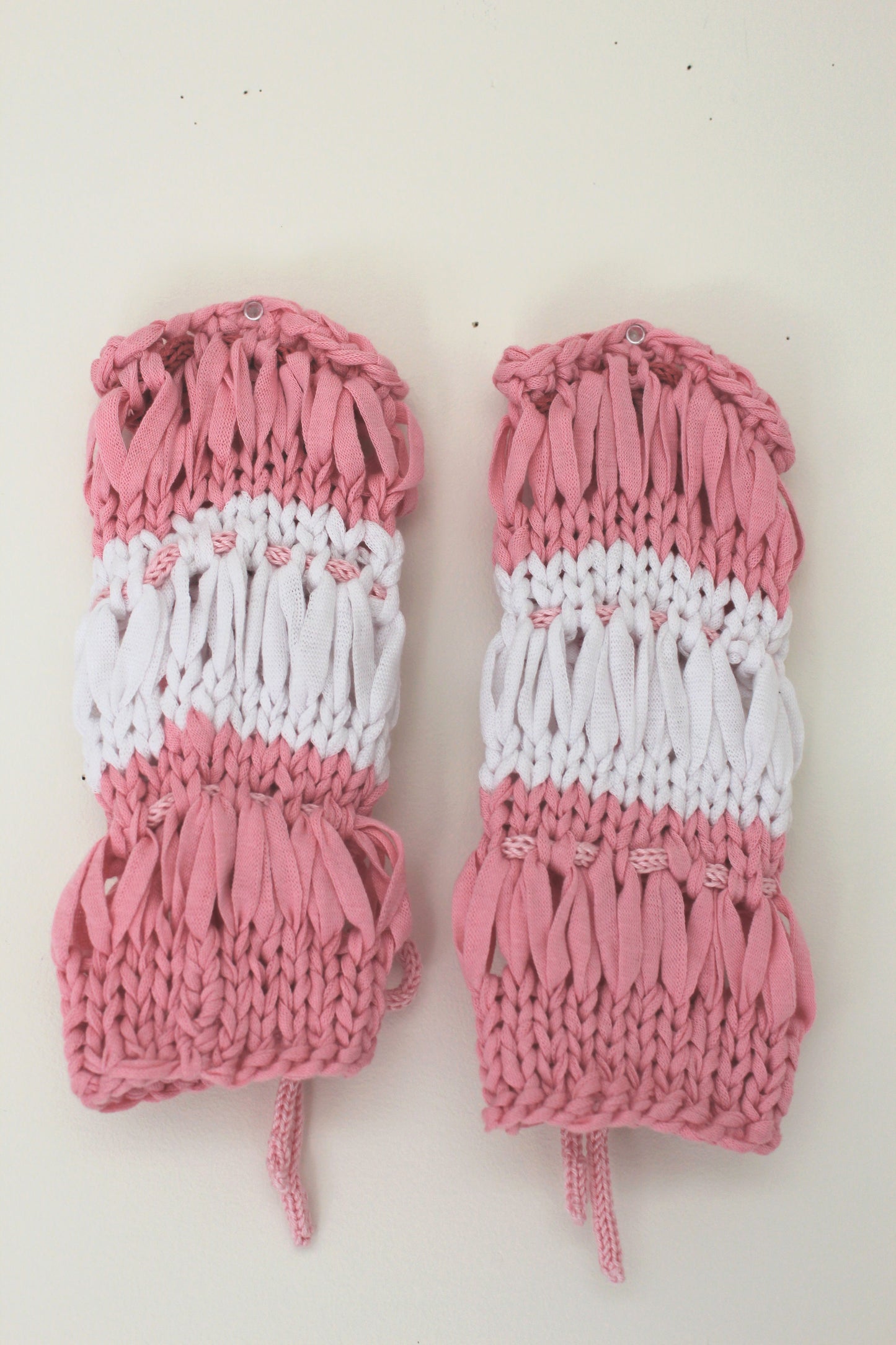 Handknit Stripe Cotton Handwarmers