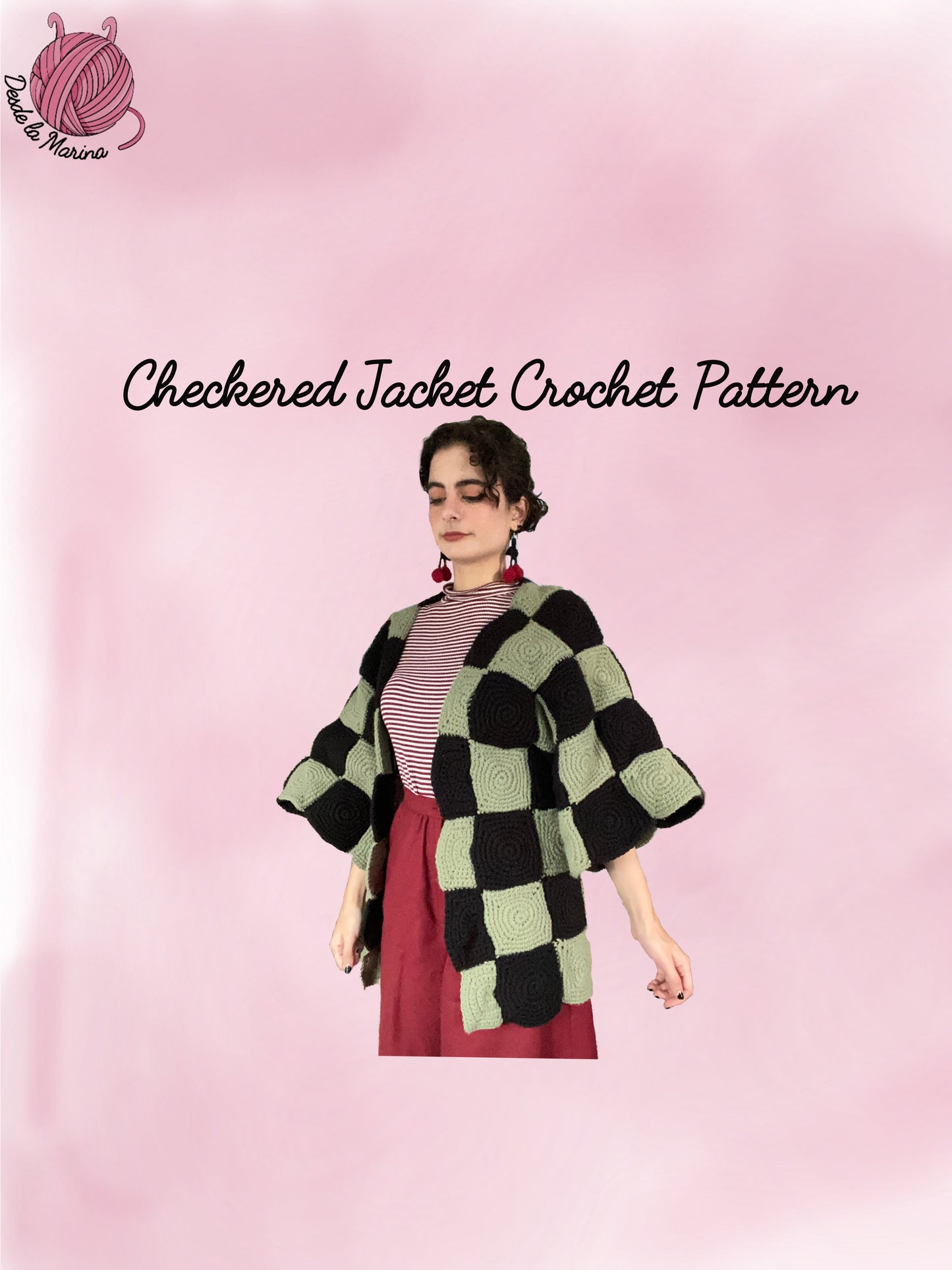 Checkered Chessboard Japanese Jacket- Crochet Pattern- 2XS-5XL