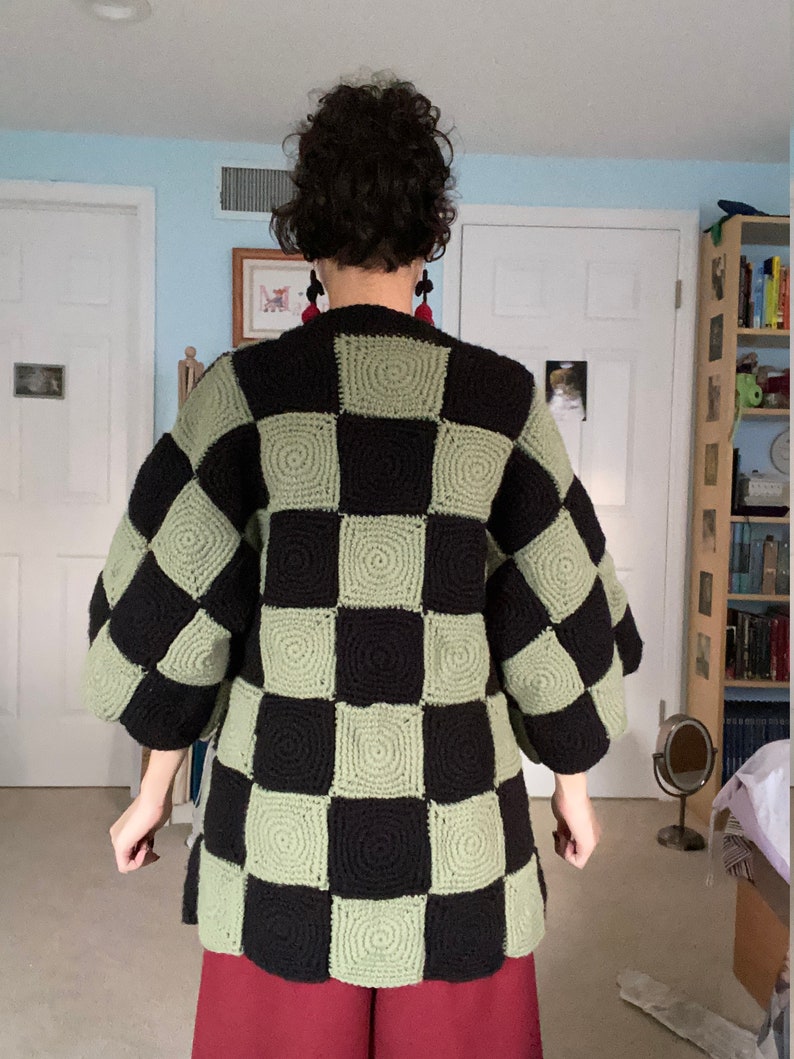 Checkered Chessboard Japanese Jacket- Crochet Pattern- 2XS-5XL